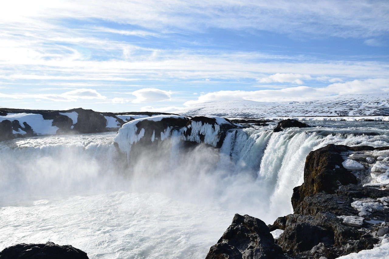iceland, waterfall, landscape, beautiful, inspiring, blue waterfall, nature, blue inspiration