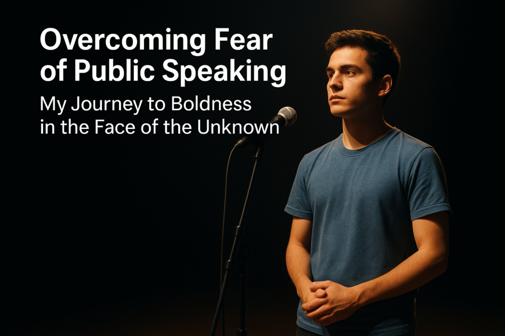 Nervous student preparing for a debate, feeling anxious before speaking